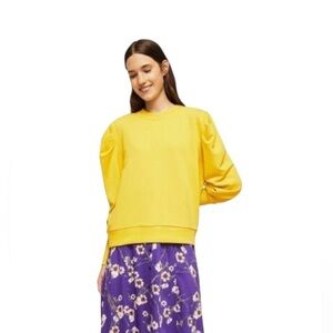 Mango S puffed shoulder yellow sweatshirt